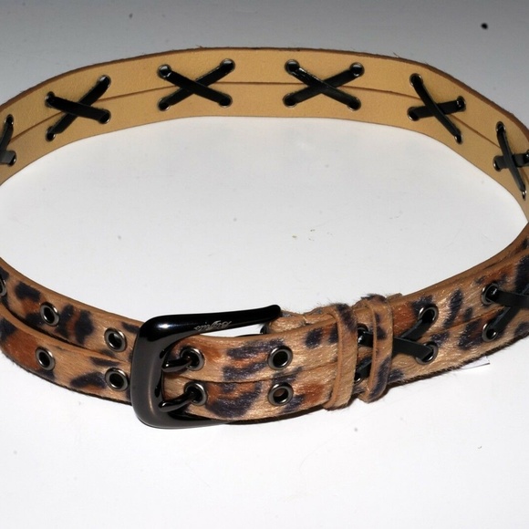 David Bitton Buffalo Animal Print Leather Belt New - Picture 6 of 8